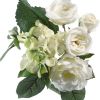 Bouquet roses/hortensia blanc vert H30cm